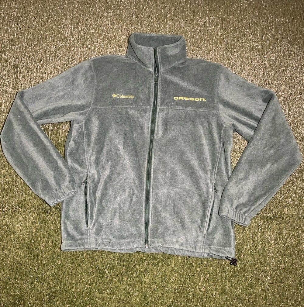 Columbia Oregon Ducks Men's Full Zip Jacket Green Stand-Up Collar Size Medium